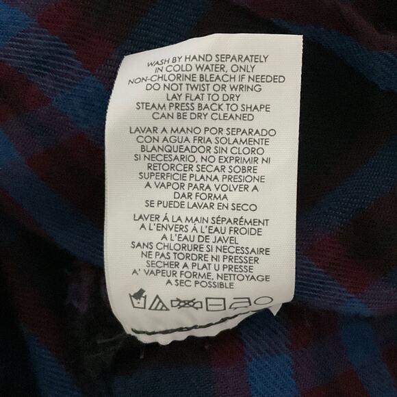 CABI Button Up Down Moody Plaid Shirt Top Blue Garnet Dark Plaid sz Small 3431 - Picture 13 of 13